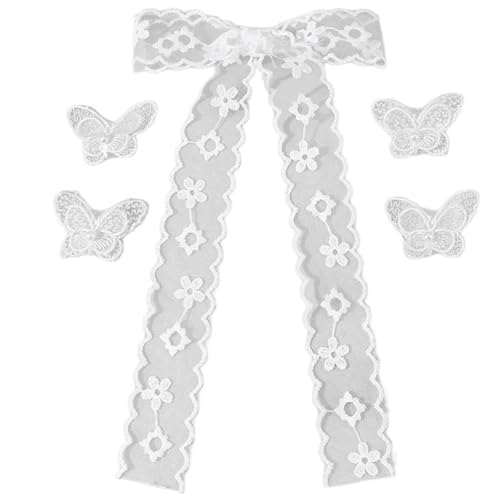 Haargummis Haarschleifen Haarspange Weiß Haarnadel Pferdeschwanzhalter Metallclips Haarschleifen für Frauen von RETUOLWAG