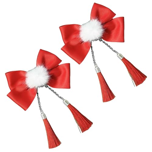 Haarspange mit Pompons für Neujahr, süße Weihnachten, flache Haarspange, Weihnachten, elegante Haarspange für Bündel von RETUOLWAG