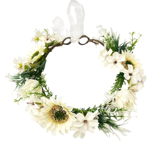 Handgefertigter Sonnenblumen-Haarschmuck für Damen, Hochzeiten, Girlanden, bunte Stirnbänder für Hochzeiten und Festivals, verstellbarer Kopfschmuck von RETUOLWAG