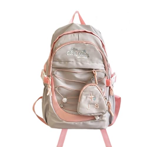 Koreanische Kontrastfarbe Nylon Rucksack Mit Laptop Kompartimentmünzen Geldbeutel Multi Taschenbuch Buch Für Schulschüler Teenager Verstellbare Gurte von RETUOLWAG