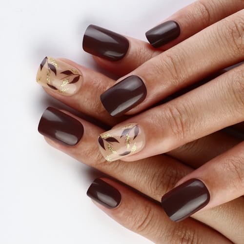 Künstliche Fingernägel, kurz, quadratisch, zum Aufkleben, für Damen und Mädchen, Design von RETUOLWAG