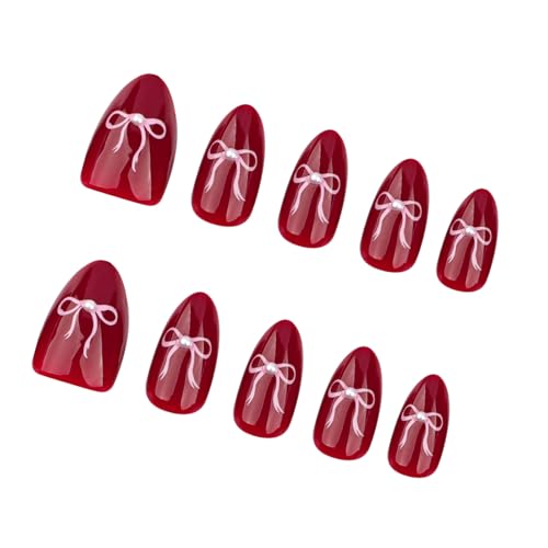 Mandelförmige Nägel zum Aufdrücken, für Valentinstag, französische Nägel, Acryl, künstliche Nägel, zum Aufkleben, für Damen und Mädchen, 24 Stück Mandelförmige Nägel zum Aufdrücken, für Valentinstag, französische Nägel, Acryl, künstliche Nägel, zum Aufkleben, für Damen und Mädchen, 24 Stück von RETUOLWAG