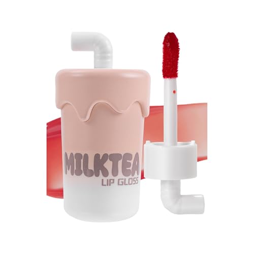 Milktea Lip Gloss 6 Farben Finish Make Up Erzeugen Schöne Lippen Feuchtigkeits Für Frauen Und Mädchen Flüssiger Lippenstift Leichte Matttöne Milktea Gloss Glaze Fleck von RETUOLWAG