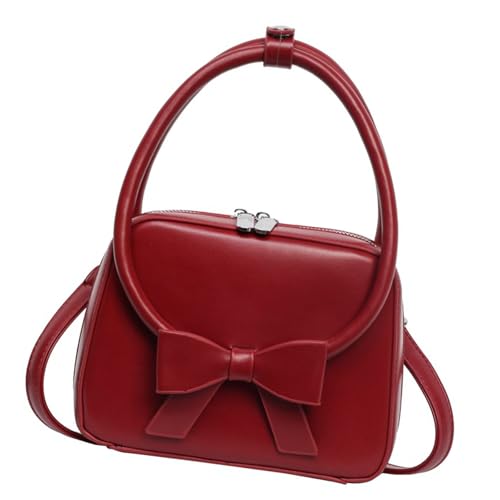 Mode Kleine Crossbody Geldbörse Handtasche Für Damen PU Leder Bowknot Solid Color Umhängetasche Mit Oberen Reißverschluss Frauen Top Handtasche von RETUOLWAG