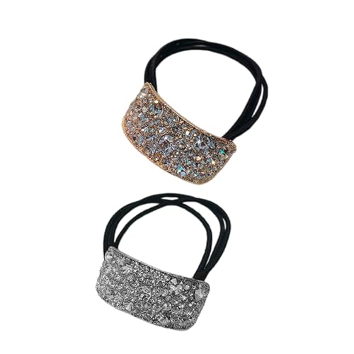 Modisches Strass-Haarband, 2 Stück, Haar-Accessoire, Haargummi, Haargummi für Bürofrisuren, Partys, Versammlungen, modisches Haargummi von RETUOLWAG