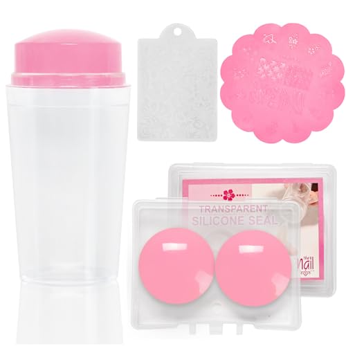 Nagelstempel-Set mit Schaber, Silikon-Nägel, Kunststempel-Set, französische Spitze, Nägel, Stempel, Gelee, Stempel, Maniküre, Werkzeug, 4 Stück Nagelstempel-Set mit Schaber, Silikon-Nägel, Kunststempel-Set, französische Spitze, Nägel, Stempel, Gelee, Stempel, Maniküre, Werkzeug, 4 Stück von RETUOLWAG
