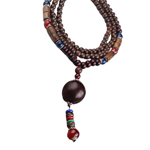 RETUOLWAG Benutzerfreundliche Holzperlen Halskette Einzigartige Buddhistische Gebetsperlen Pullover Halskette Handgefertigt von RETUOLWAG
