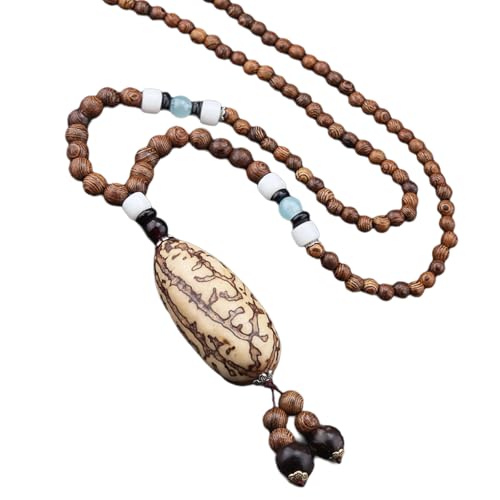 RETUOLWAG Benutzerfreundliche Holzperlen Halskette Einzigartige Buddhistische Gebetsperlen Pullover Halskette Handgefertigt von RETUOLWAG