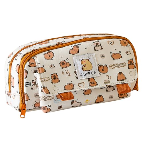 RETUOLWAG Capybaras Schreibwarenetui mit mehreren Taschen, Canvas-Tasche zum Organisieren von Stiften und Bleistiften, Schreibwerkzeughalter, B von RETUOLWAG