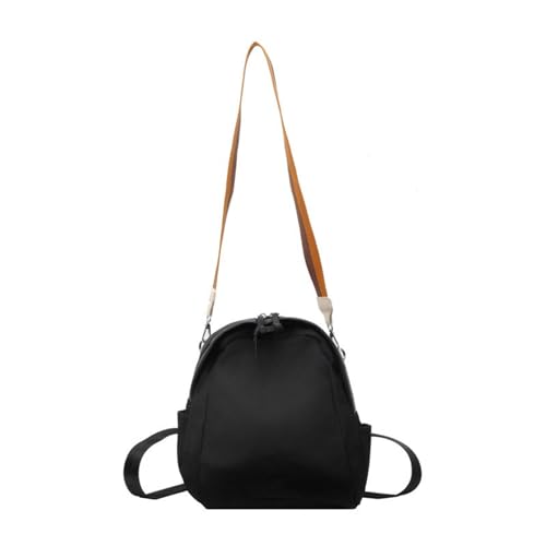 RETUOLWAG Damen Nylon School Rucksack Einfacher Fester Farbgurt Reißverschluss Crossbody Bag Multi Taschen Schulterbuchbeutel Einfacher Rucksack von RETUOLWAG