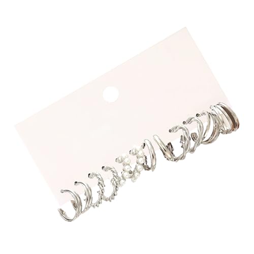 RETUOLWAG Delicate Drop Ohrringe Set Stilvolle Perlen Hoop Ohrschmuck Auffällige Legierung Textur Mode Ohrringe von RETUOLWAG