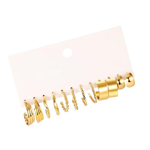 RETUOLWAG Delicate Drop Ohrringe Set Stilvolle Perlen Hoop Ohrschmuck Auffällige Legierung Textur Mode Ohrringe von RETUOLWAG