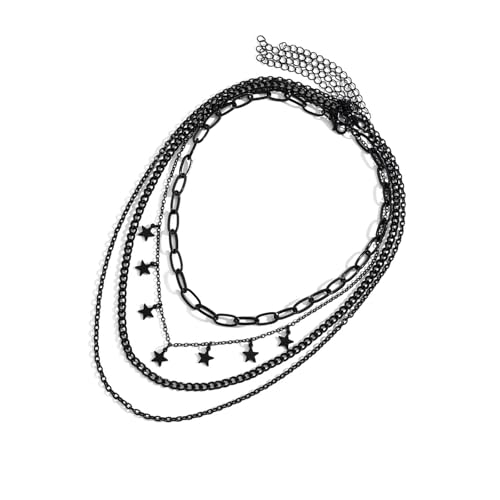 RETUOLWAG Elegante Halskette Gotisch Inspirierte Schwarze Nackenkette Mode Schmuckgeschenk Mit Stern Und Moon Charme Für Trendige Frauen Anheitige Halskette von RETUOLWAG