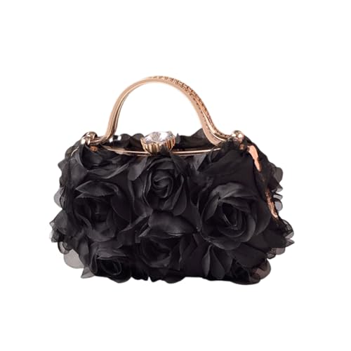 RETUOLWAG Elegante Rose Blumenabends Clutches Tasche Strsestones Top Handtasche Mit Kette Für Hochzeiten Und Formelle Cocktailbeutel von RETUOLWAG