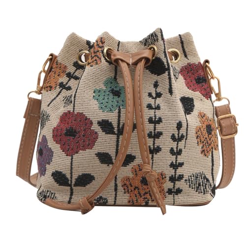 RETUOLWAG Frauen Eimer Bag Draw String Schulter Weibliche Mode Crossbody Messenger Ethnische Stile Handtasche Für Reisearbeit Frauen Ethnische Stile Schulter Mode Eimer Draw String Crossbody von RETUOLWAG