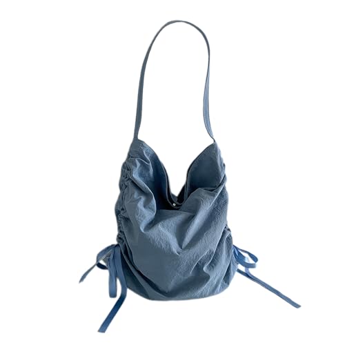 RETUOLWAG Frauen Elegante Seite Plissierter Kordelangriffsbeutel Feste Farbe Nylon Handtasche Mode Große Kapazität Unterarm Achselhöhle Trendy Feste Farbhandtasche von RETUOLWAG