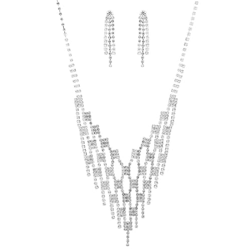 RETUOLWAG Kristall-Schmuck-Set mit hohlen Quasten, Strass-Halskette und funkelnden Ohrringen für Hochzeit, handgefertigtes Zubehör RETUOLWAG Kristall-Schmuck-Set mit hohlen Quasten, Strass-Halskette und funkelnden Ohrringen für Hochzeit, handgefertigtes Zubehör von RETUOLWAG