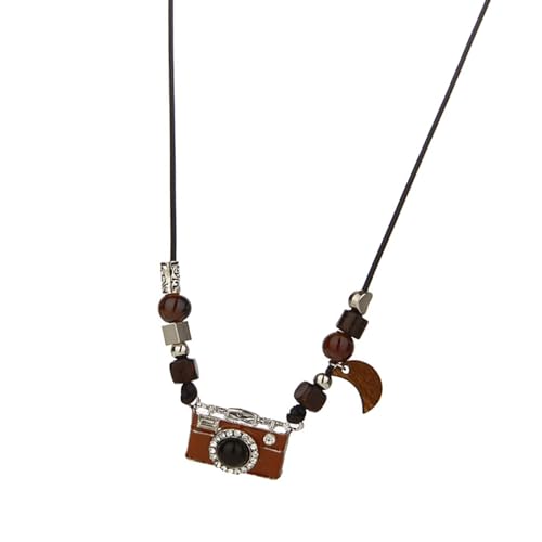 RETUOLWAG Miniatur Braune Kamera Anhänger Halskette Einstellbare Länge Choker Neckkette Für Trendige Damen Fotografie Liebhaber Geschenk Brown Kamera Anhänger von RETUOLWAG