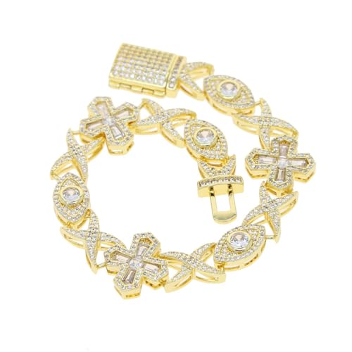 RETUOLWAG Mode Armband Schmuck Männer Kubanische Kette Mit Kreuzen Böse Augen Charme Für Tägliche Versammlungen Schöne Kreuze Böse Augen Charme von RETUOLWAG