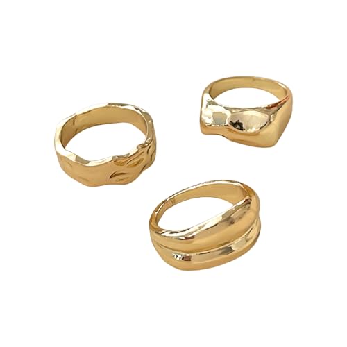 RETUOLWAG Pack Von 3 Stilvollen Geometrischen Designs Ringen Set Dame's Delicate Set Mit Künstlerischen Geometrischen Designs Gold RETUOLWAG Pack Von 3 Stilvollen Geometrischen Designs Ringen Set Dame's Delicate Set Mit Künstlerischen Geometrischen Designs Gold von RETUOLWAG