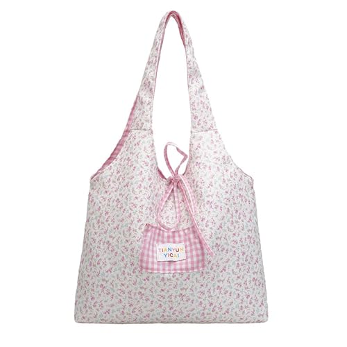 RETUOLWAG Tragetasche aus Segeltuch mit großem Fassungsvermögen, wiederverwendbar, Blumendruck, Schultertaschen für Reisen, Einkaufen, Arbeit, Strand, wiederverwendbare Einkaufstücher, C, One Size von RETUOLWAG