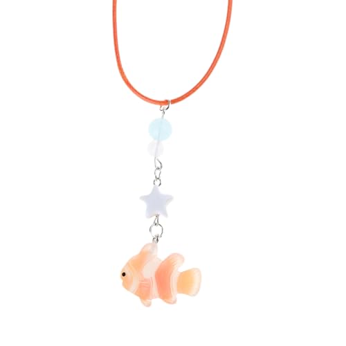 RETUOLWAG Trendy Clownfische Charme Halskette Auffällige Perlenkette Mit Clownfischen Anhänger Charakteristische Schlüsselbeutel Kette Personalisierter Schmuck von RETUOLWAG