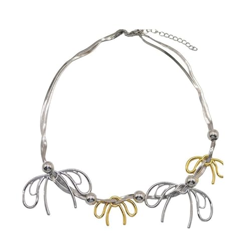 RETUOLWAG Zögere Gold Und Silber Bogenknoten Halskette Stylische Und Exklusive Bogenknoten Halskette/Ohrringe Zarter Spleißschmuck Zarter Spleißschmuck Schmuck von RETUOLWAG