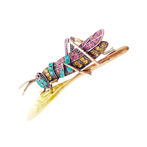 Retro-Brosche aus Legierung mit modischen Diamanten, formelle oder lässige Outfit-Dekoration, elegante Legierung, Grashüpfer-Schmuck-Accessoire, Einheitsgröße, Wie beschrieben von RETUOLWAG