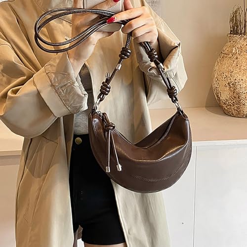 Retro Solid Color Single Rieme Knödel Umhängetasche Reißverschlüsse PU Leder Crossbody Geldbörse Achsel Für Frauen Mode PU Leder Schulter von RETUOLWAG