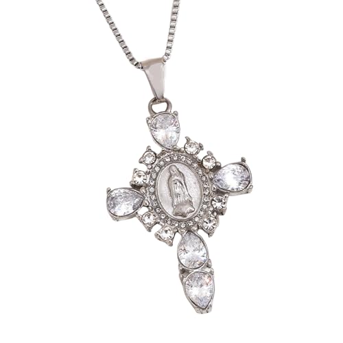 Stabile Jungfrau Halskette Mit Kreuzen Anhänger Stilvolle Neckkette Für Religiöse Versammlungen Und Geschenk Eleganten Religiösen Schmuck Verleiht von RETUOLWAG