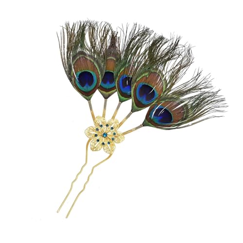 Thailändische kulturelle Pfauenblatt-Designs, Haarspange, Ornament, Legierung mit funkelnden Strasssteinen für Damen von RETUOLWAG