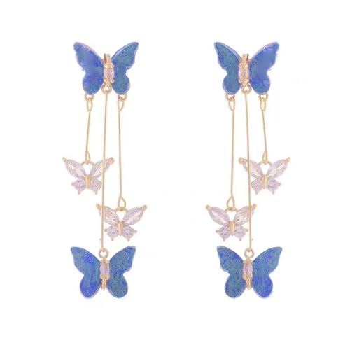 Tragbare Kristall Schmetterling Fransenohrohrschstene Charme Butterfly Drop Ohrringe Mit Kristallrand Für Mode Enthusiasten Musikfestival Ohrringe von RETUOLWAG