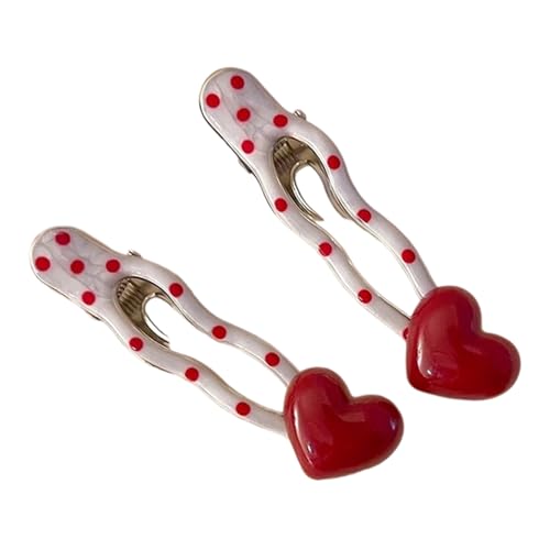 Verspielte Haarspange in Herzform mit Punktemuster, Metall-Haarnadel für Damen und Mädchen, legere oder formelle Anlässe, für den täglichen Gebrauch, gepunktete Herz-Haarspange von RETUOLWAG