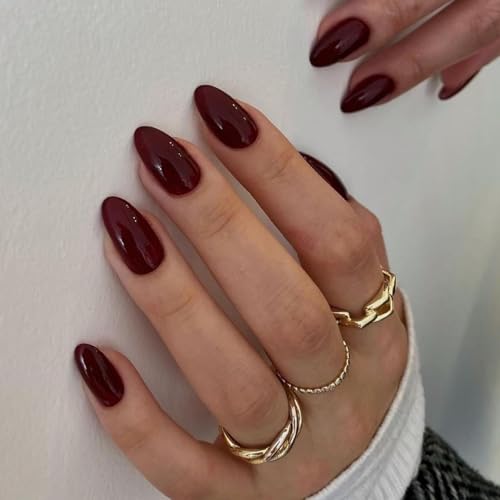 30 Stück rotbraune Nägel zum Aufdrücken auf kurze, ovale Nägel, Mandel-Acryl, künstliche Nägel, zum Aufkleben auf Nägel für Frauen und Mädchen 30 Stück rotbraune Nägel zum Aufdrücken auf kurze, ovale Nägel, Mandel-Acryl, künstliche Nägel, zum Aufkleben auf Nägel für Frauen und Mädchen von RETZLA