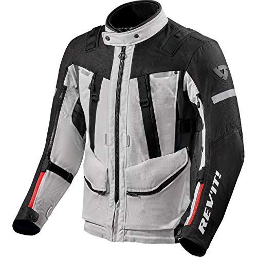 REV'IT! Motorradjacke mit Protektoren Motorrad Jacke Sand 4 H2O Textiljacke Silber/schwarz L, Herren, Tourer, Ganzjährig, Polyester von REV'IT!