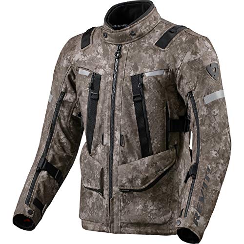 REV'IT! Motorradjacke mit Protektoren Motorrad Jacke Sand 4 H2O Textiljacke camo braun L, Herren, Tourer, Ganzjährig, Polyester von Rev'It