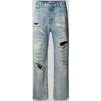 REVIEW Baggy Fit Jeans im Destroyed-Look in Hellblau, Größe 32 von REVIEW