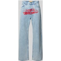 REVIEW Baggy Fit Jeans mit Label-Print in Hellblau, Größe 31 von REVIEW