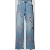 REVIEW Baggy Fit Jeans mit Strasssteinbesatz in Hellblau, Größe 29 von REVIEW