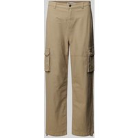REVIEW Cargohose mit Label-Detail in Beige, Größe M von REVIEW