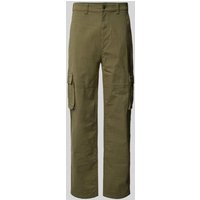 REVIEW Cargohose mit Label-Detail in Oliv, Größe L von REVIEW