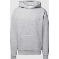 REVIEW Hoodie mit Label-Applikation in Hellgrau Melange, Größe XL von REVIEW