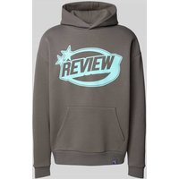 REVIEW Hoodie mit Label-Print in Dunkelgrau, Größe L von REVIEW