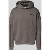 REVIEW Hoodie mit Label-Print in Dunkelgrau, Größe L von REVIEW
