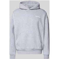 REVIEW Hoodie mit Label-Print in Hellgrau Melange, Größe XXL von REVIEW