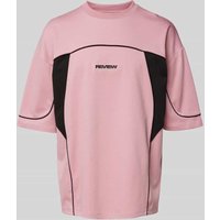 REVIEW Oversized T-Shirt mit Label-Print in Altrosa, Größe XL von REVIEW