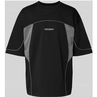REVIEW Oversized T-Shirt mit Label-Print in Black, Größe L von REVIEW