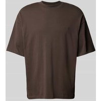 REVIEW Oversized T-Shirt mit Label-Print in Dunkelbraun, Größe L von REVIEW