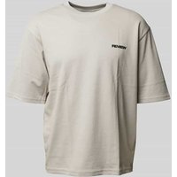 REVIEW Oversized T-Shirt mit Label-Print in Mittelgrau, Größe L von REVIEW