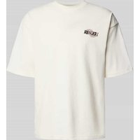 REVIEW Oversized T-Shirt mit Label-Print und Rundhalsausschnitt in Offwhite, Größe XXL von REVIEW
